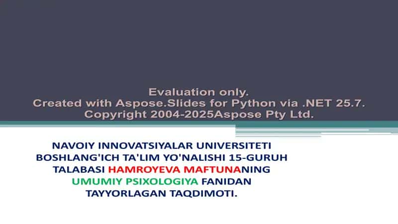 Yetuklik davrining psixologik xususiyatlari 1