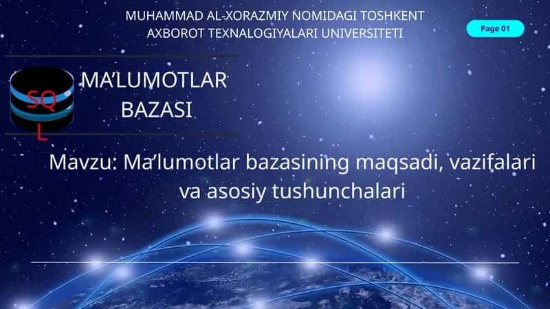 Ma’lumot va ma’lumotlar bazasi 1