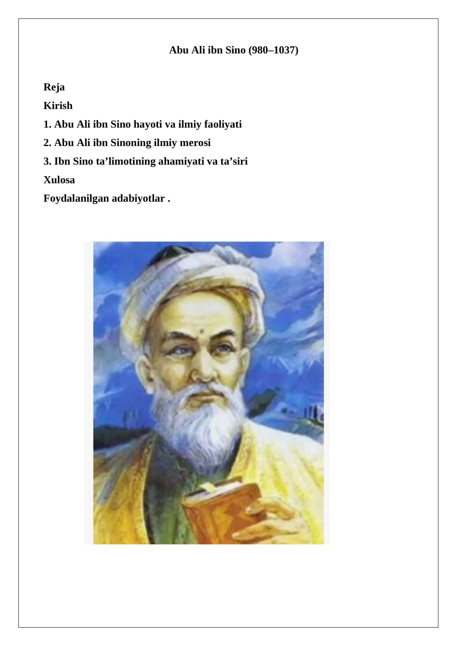 Abu Ali ibn Sino (980–1037) 1