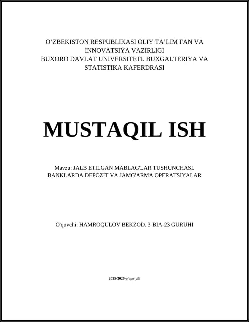 Jalb etilgan mablag'lar tushunchasi 1
