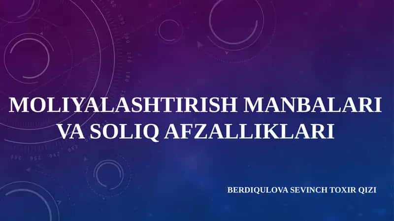 Moliyalashtirish manbalari 1
