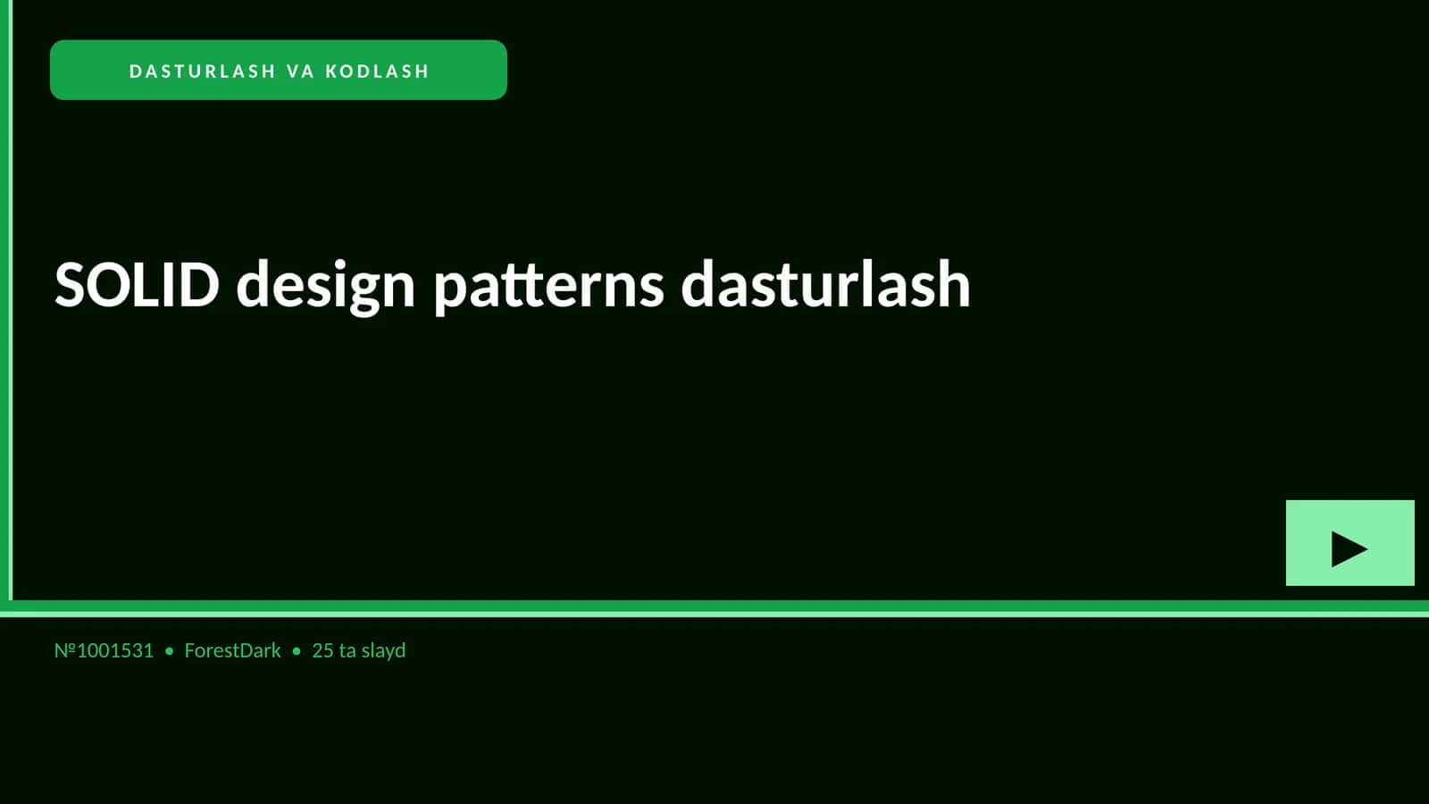 SOLID design patterns dasturlash 1