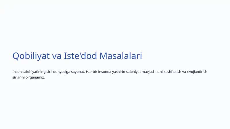 Qobiliyat va Iste'dod Masalalari 1