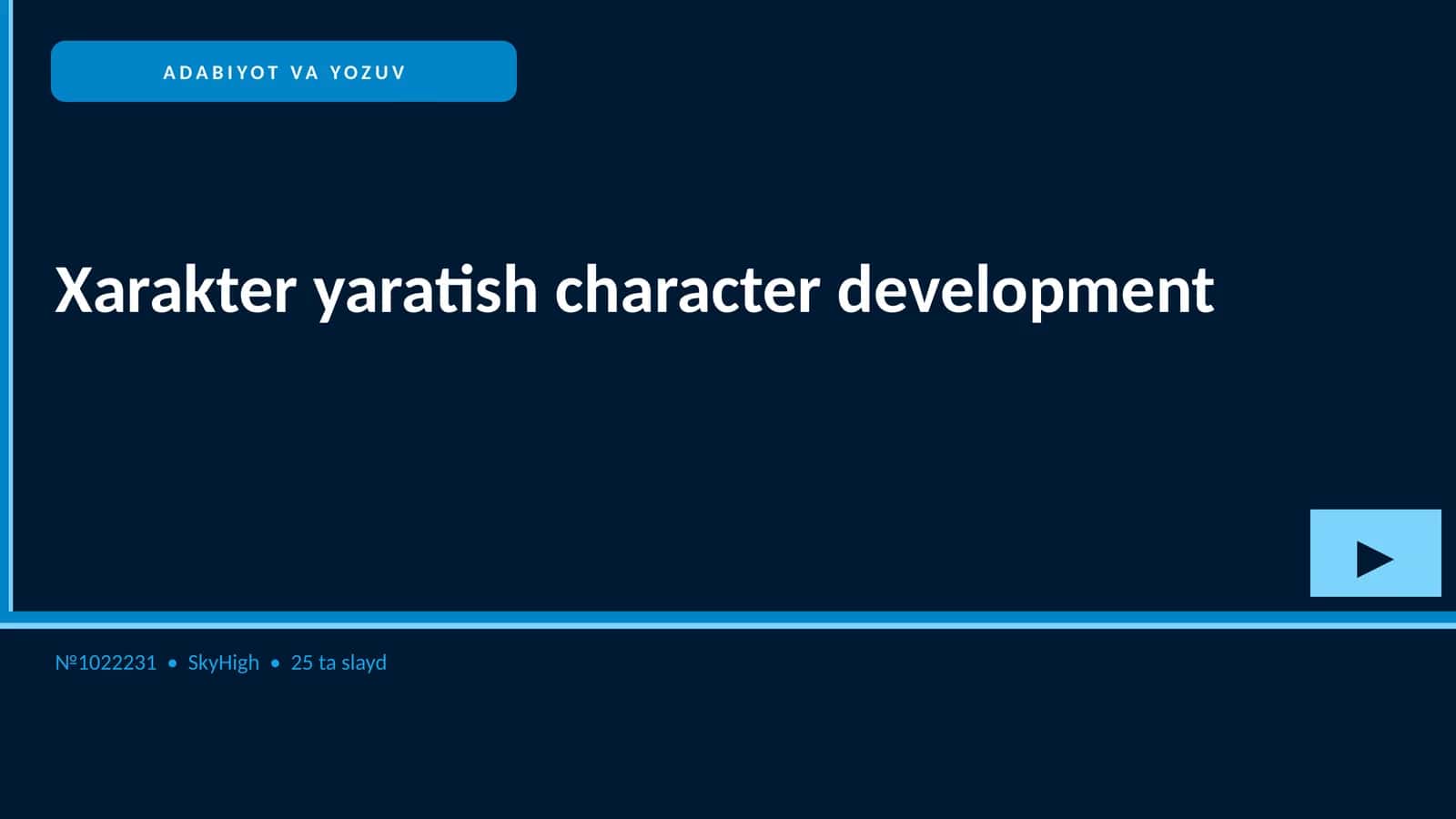 Xarakter yaratish character development 1
