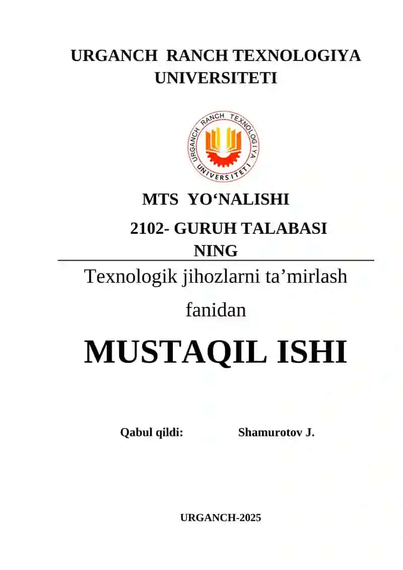 Gidravlik va pnevmatik jihozlar tizimlarining detallarini va yig‘ma birikmalarini ta`mirlash