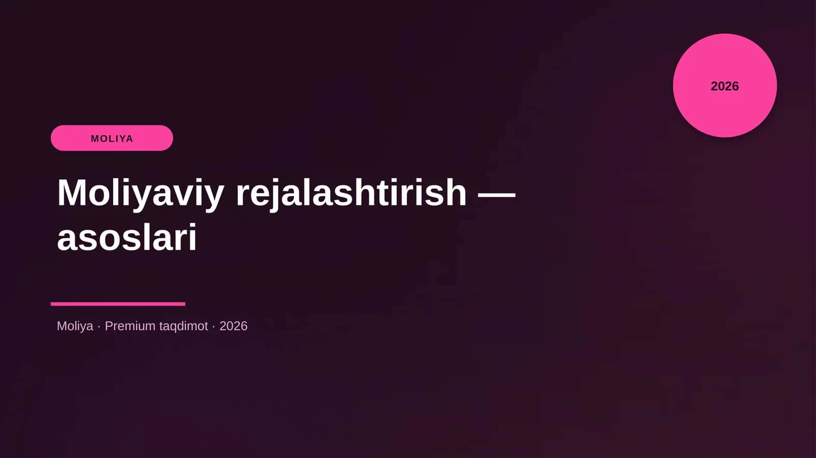 Moliyaviy rejalashtirish — asoslari 1