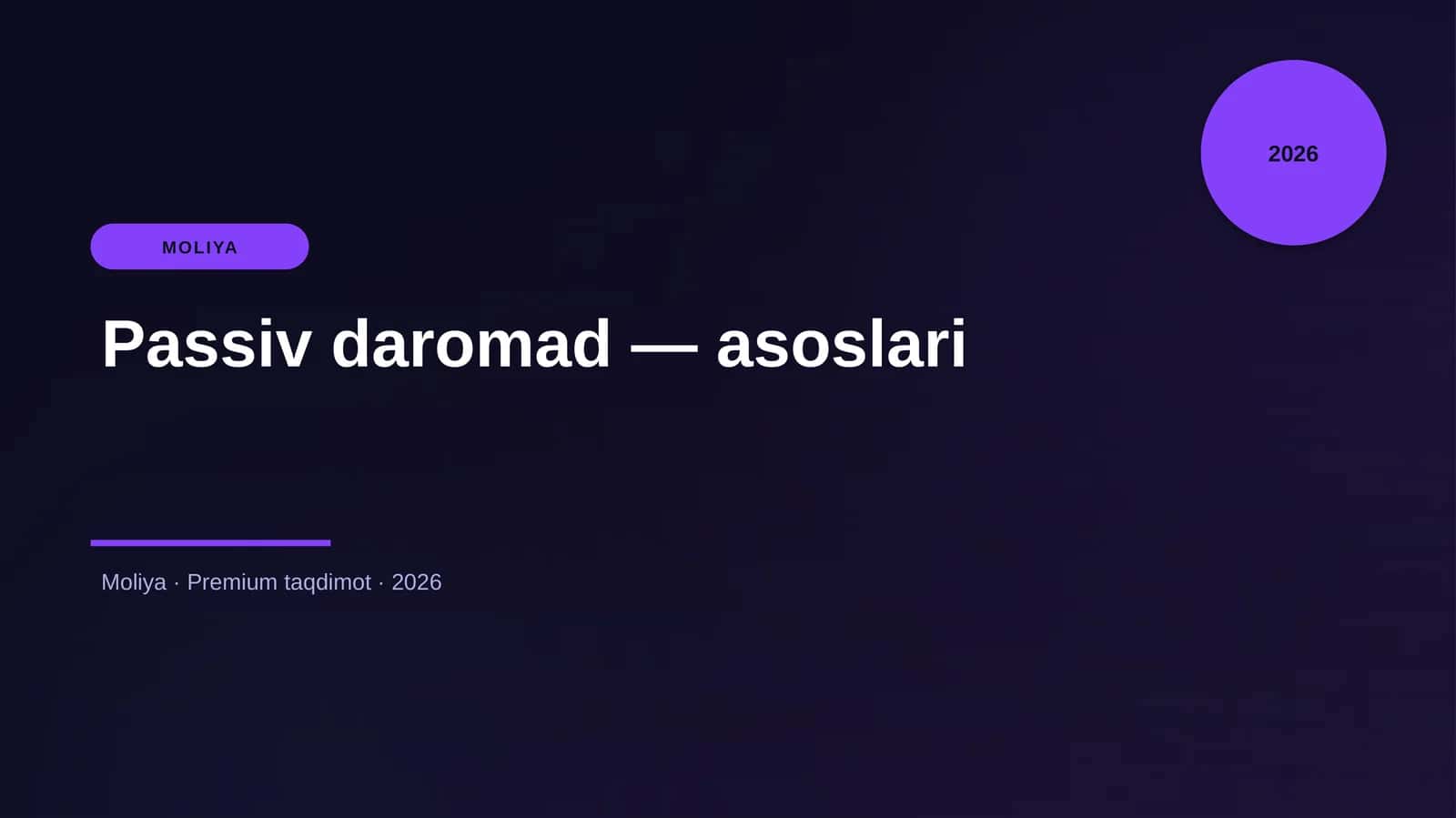 Passiv daromad — asoslari 1