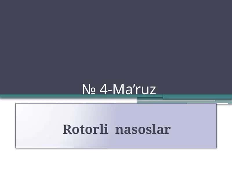 Rotorli nasoslar 1