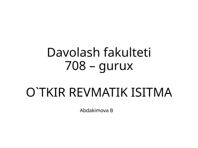O`TKIR REVMATIK ISITMA