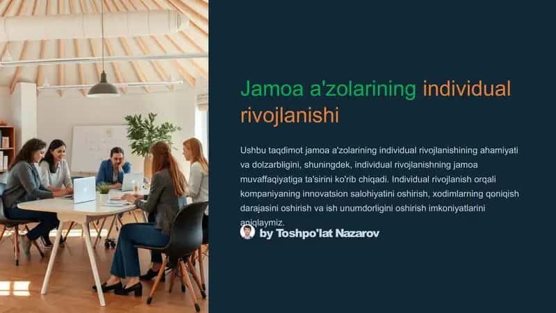 Jamoa a'zolarining individual rivojlanishi 1