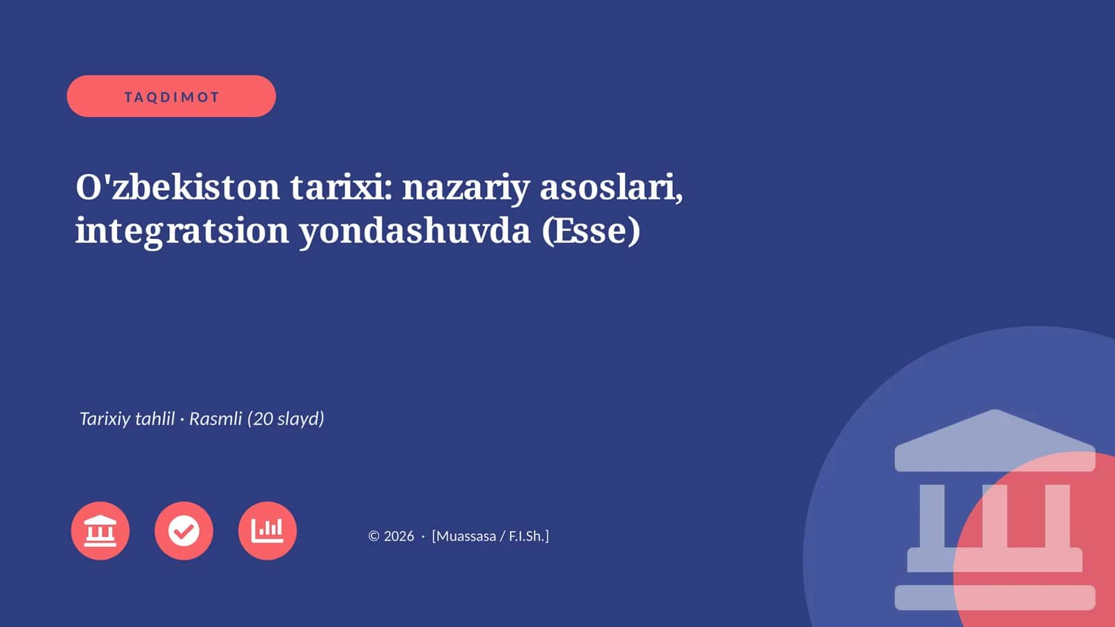 O'zbekiston tarixi: nazariy asoslari, integratsion yondashuvda (Esse) 1