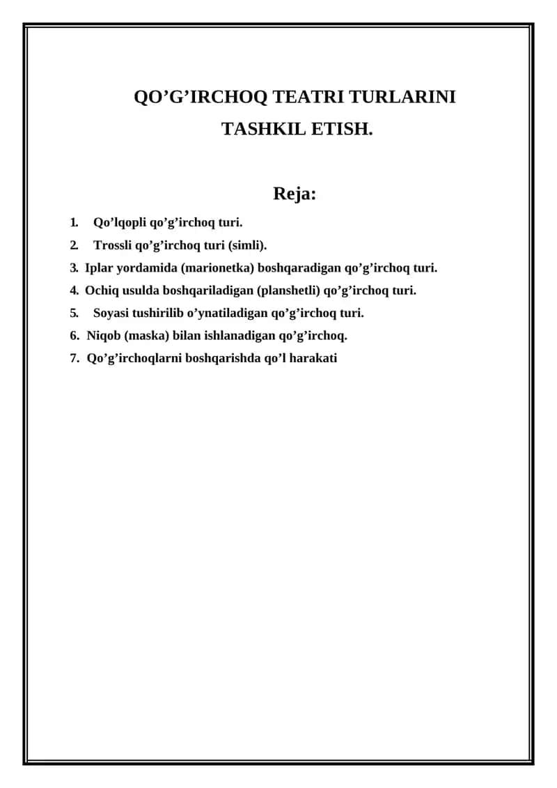 Qo’G’IRCHOQ TEATRI TURLARINI 1