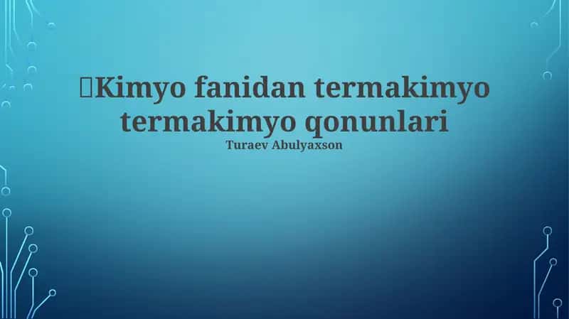 Kimyo fanidan termakimyo 1