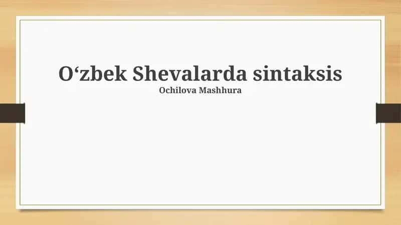 O‘zbek Shevalarda sintaksis 1