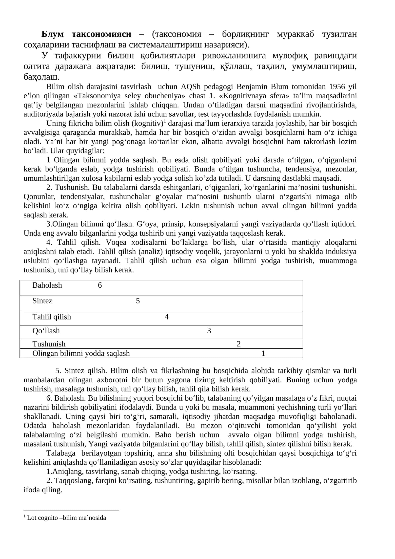 Blum taksonomiyasi 1