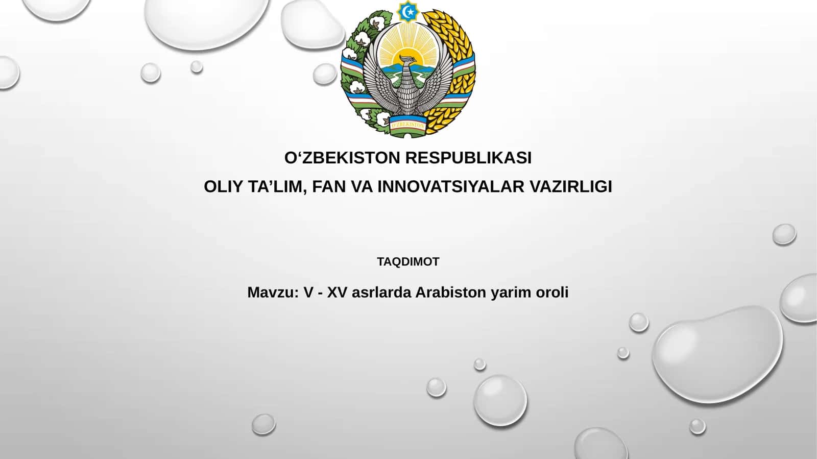 V - XVasrlarda Arabiston yarimoroli 1