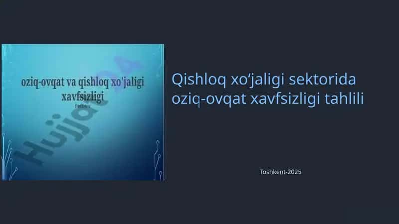 Qishloq xo‘jaligi sektorida oziq-ovqat xavfsizligi tahlili 1