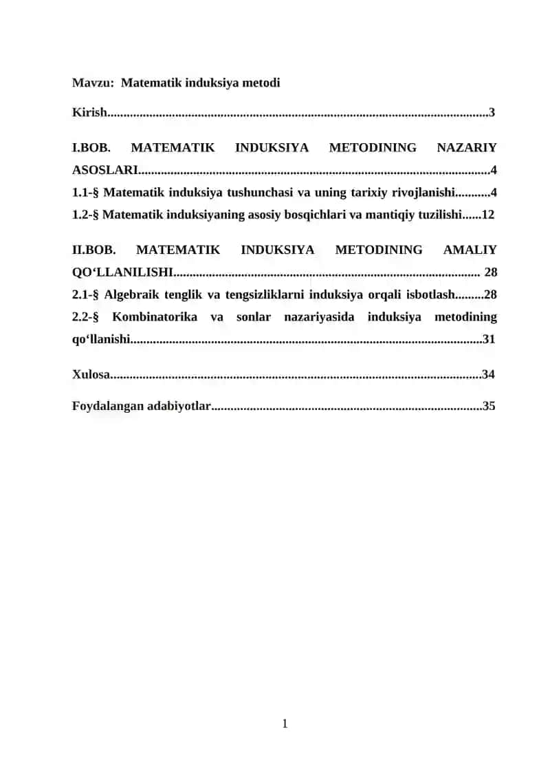 Matematik Induksiya Metodi