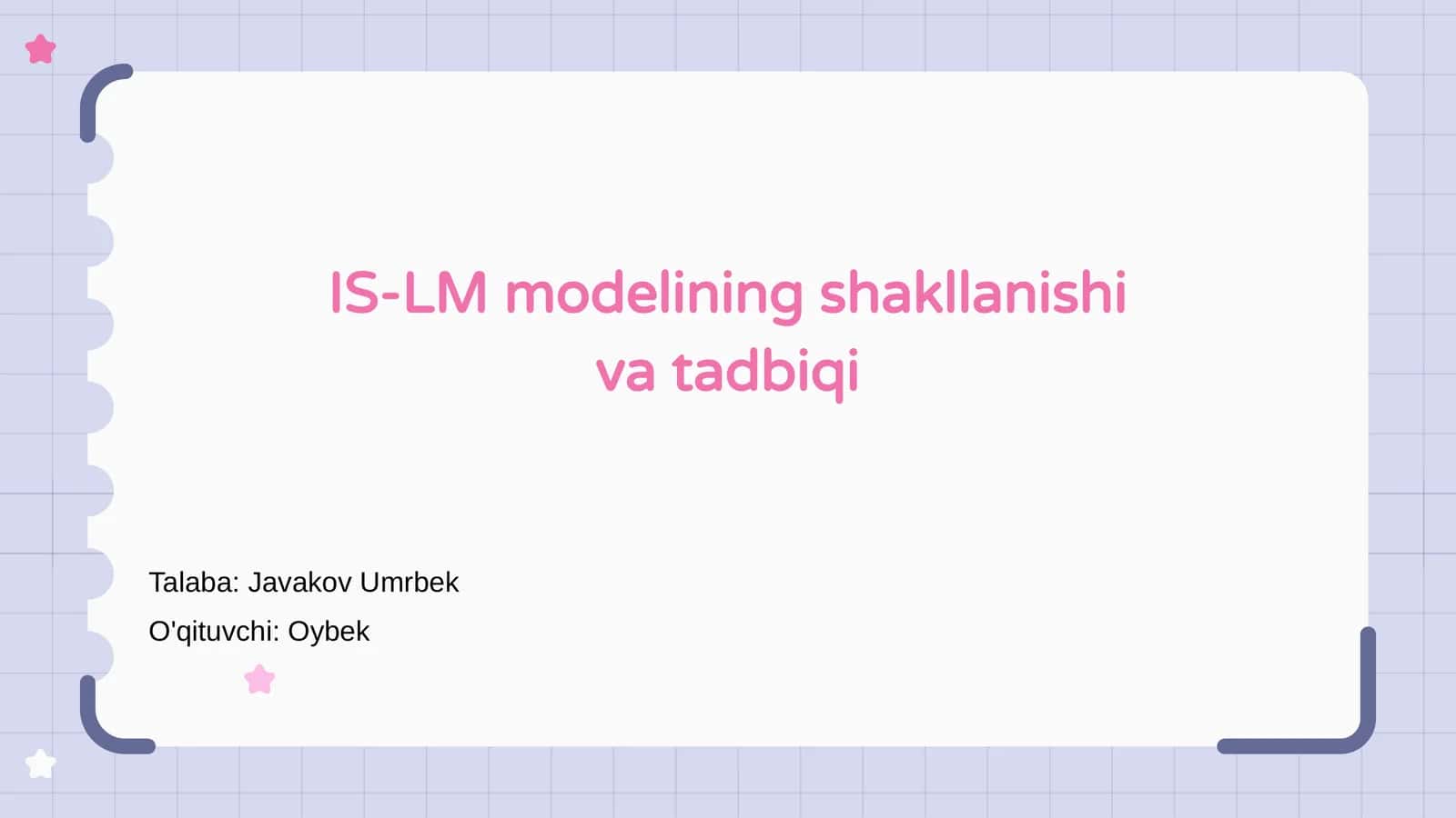 IS-LM modelining shakllanishi va tadbiqi 1