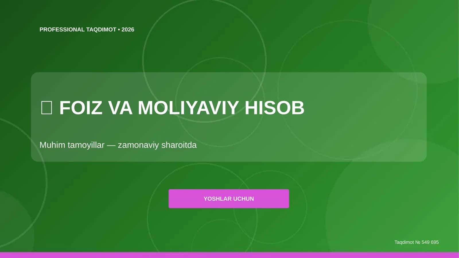 FOIZ VA MOLIYAVIY HISOB Muhim tamoyillar 1