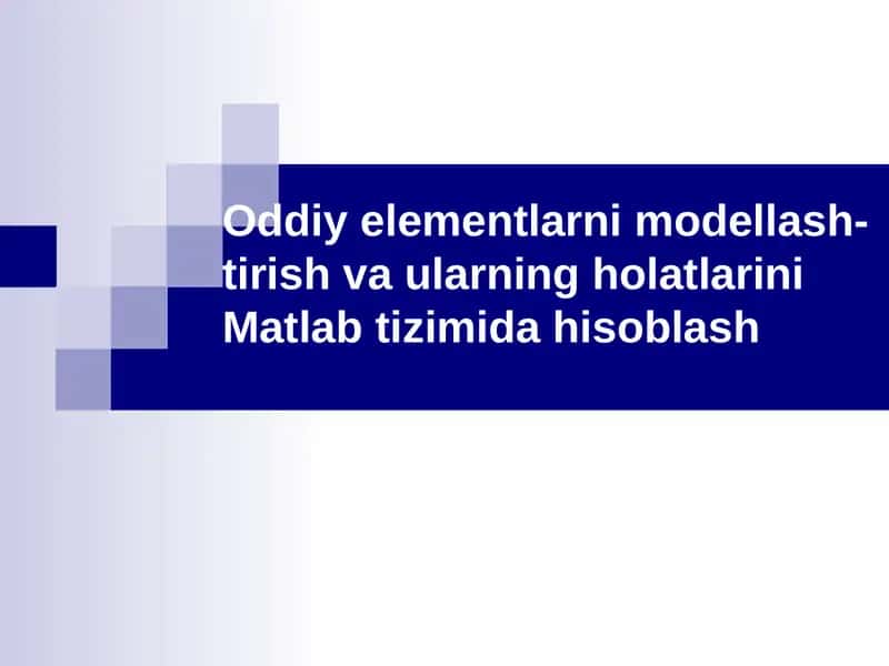 Oddiy elementlarni modellash 1