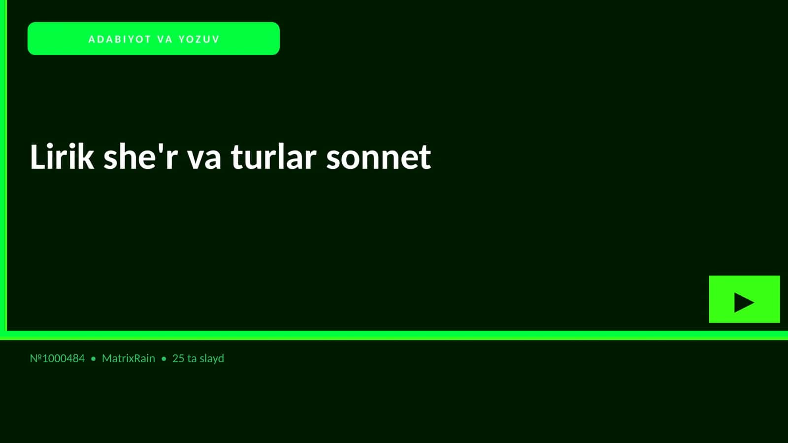 LIRIK SHE'R VA TURLAR SONNET 1