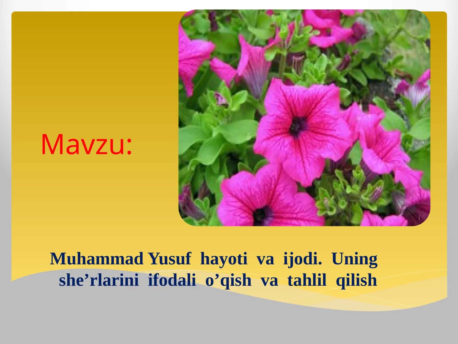 Muhammad Yusuf hayoti va ijodi 1