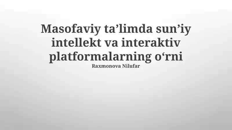 Interaktiv platformalar va Sun'iy Intellekt 1