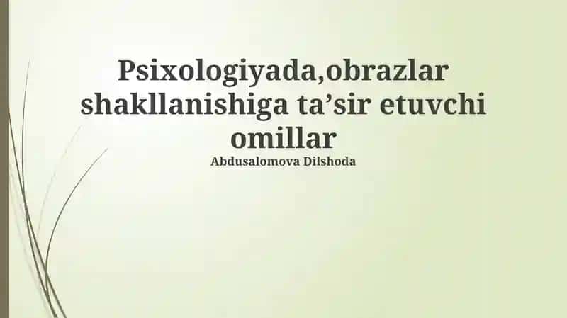 Kognitiv va Hissiy Jarayonlar Tasavvurlar Shakllanishida