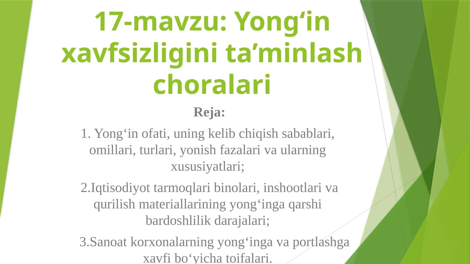 Yong‘in xavfsizligini ta’minlash choralari 1
