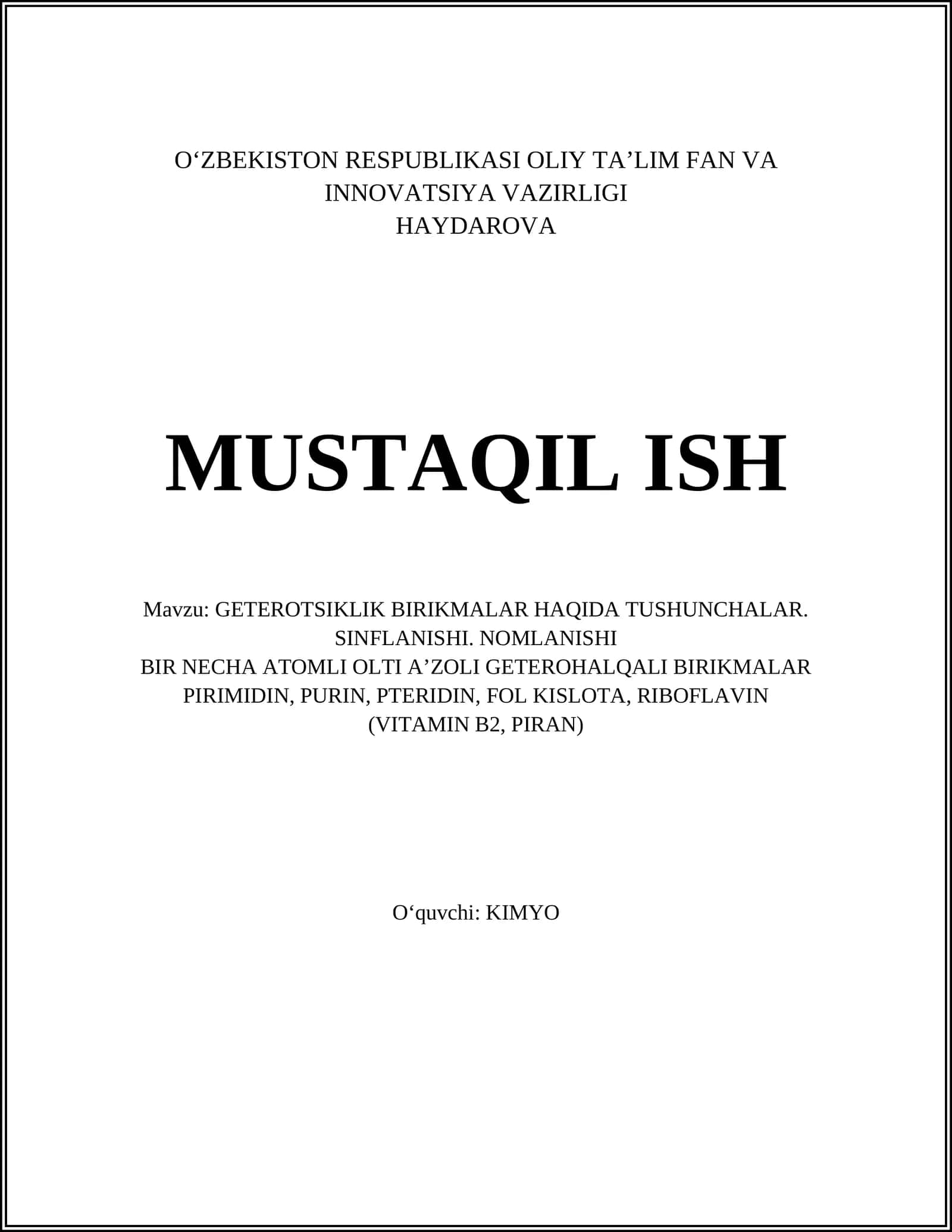 GETEROTSIKLIK BIRIKMALAR HAQIDA TUSHUNCHALAR 1