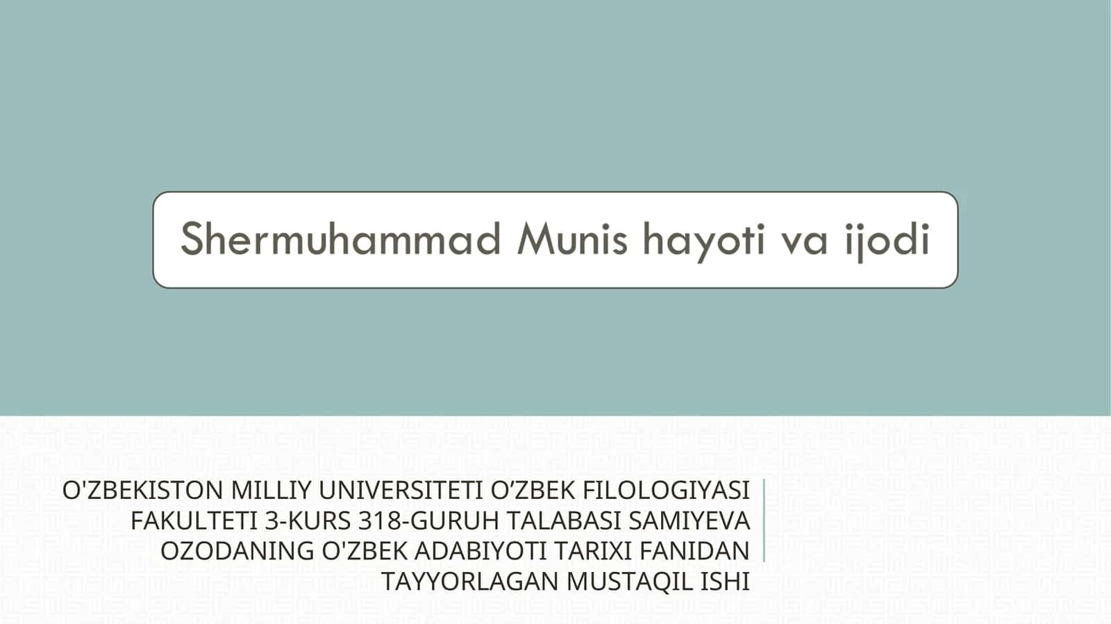 O'zbek Adabiyoti Tarixi Fanidan Talabalarga 1