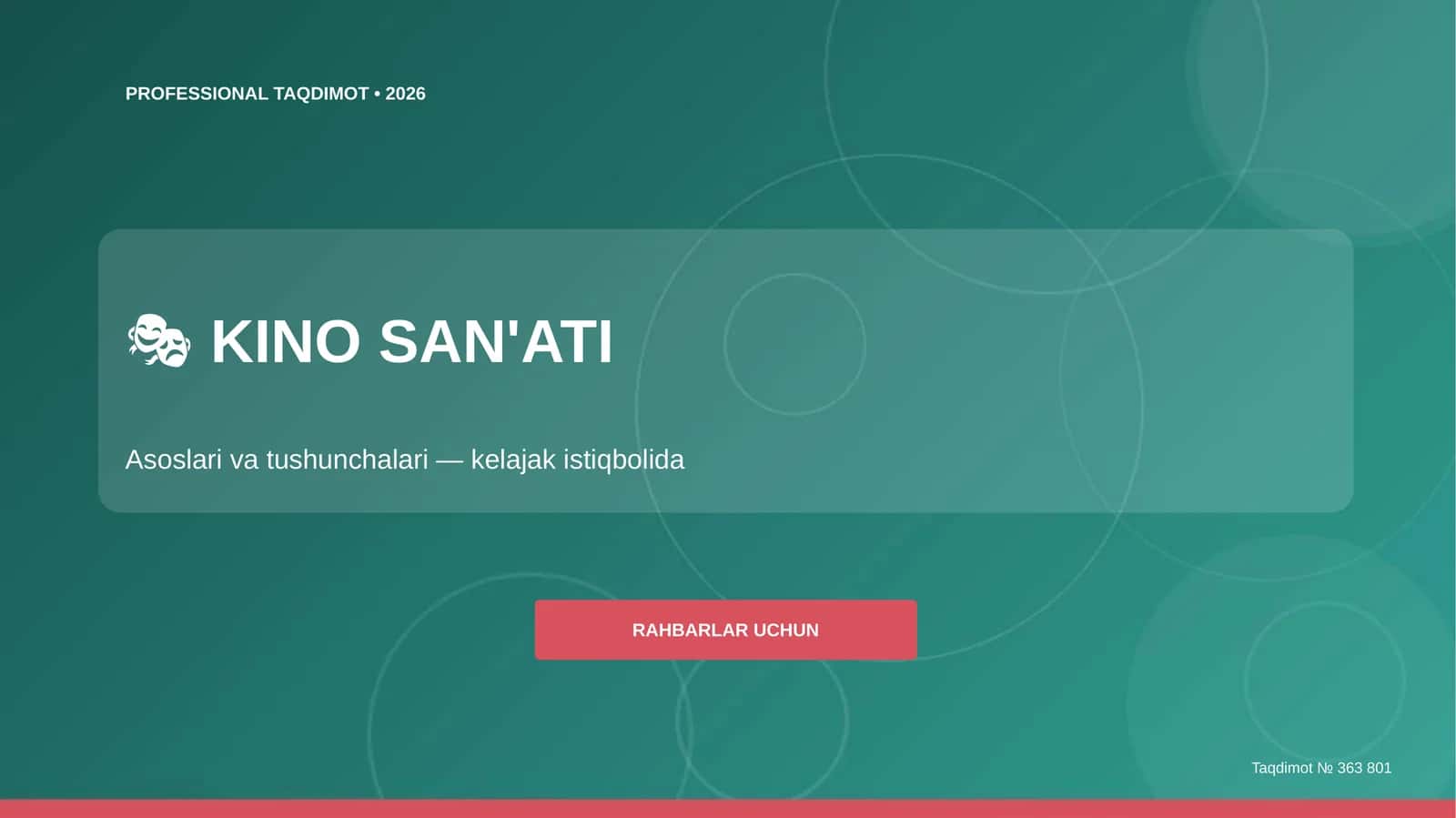 Kino san'ati: asoslari va tushunchalari 1