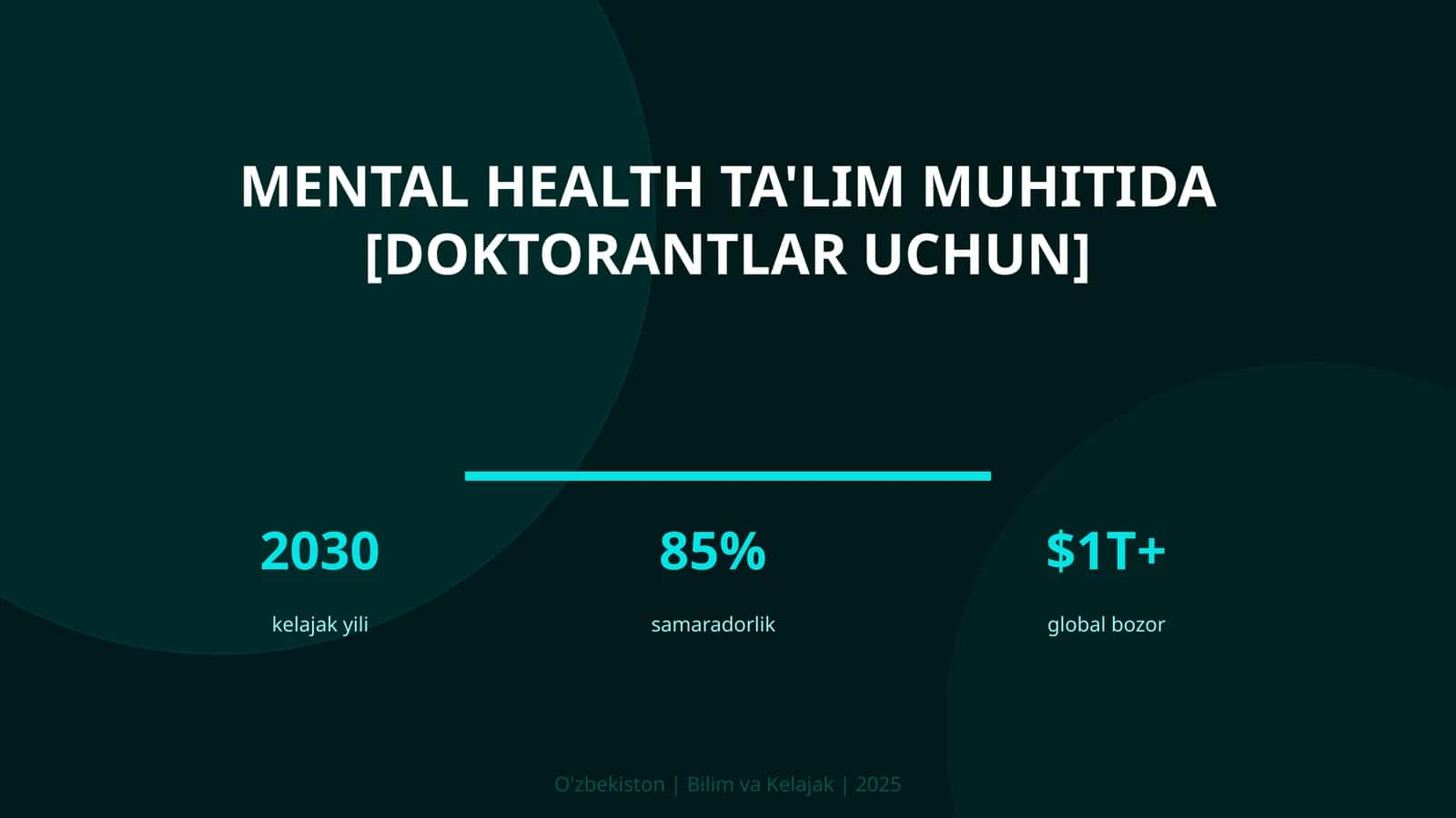Mental health ta'lim muhitida [doktorantlar uchun] 1