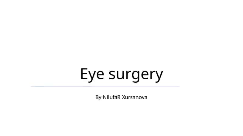 Ko'z Jarrohligi 1