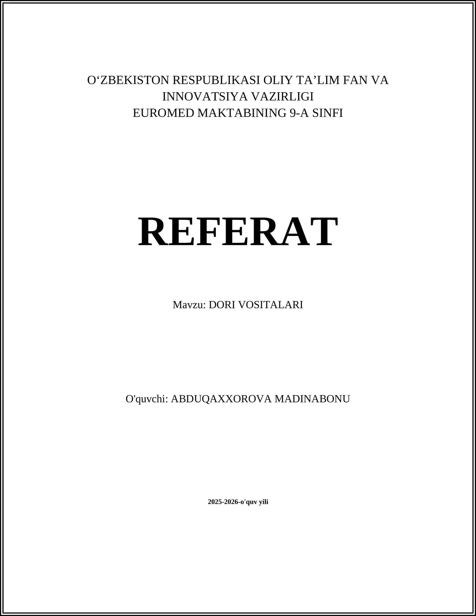 Dori Vositalari 1