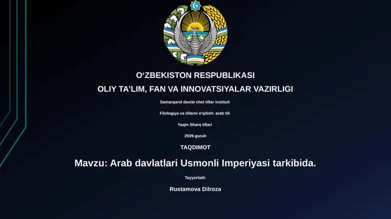 Arab davlatlari Usmonli Imperiyasi tarkibida 1