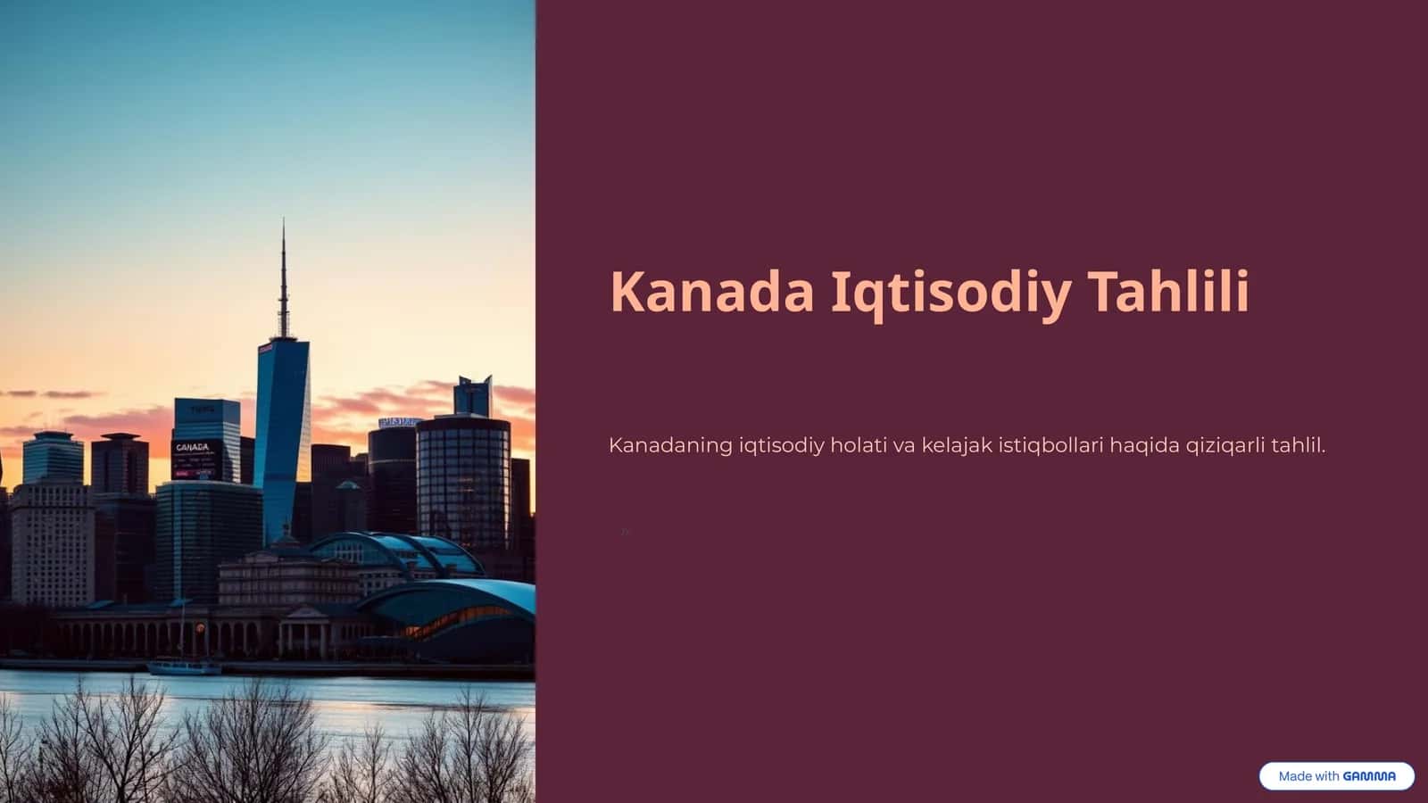Kanada Iqtisodiy Tahlili 1