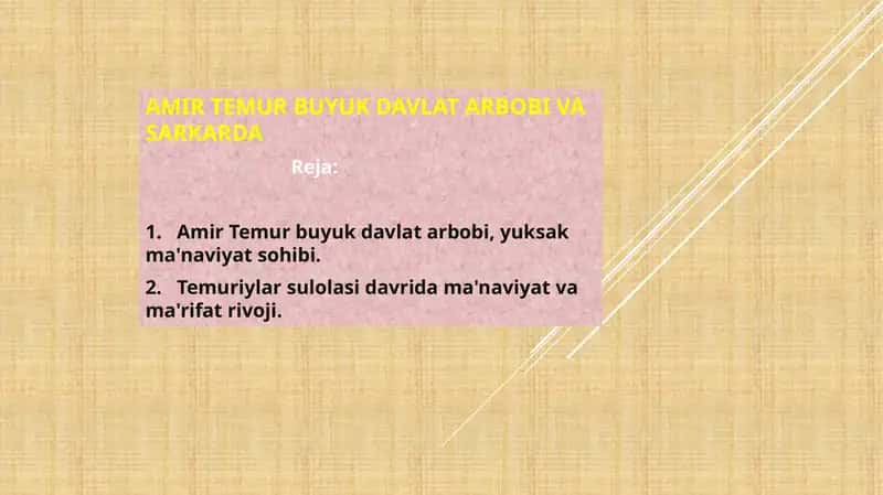 AMIR TEMUR BUYUK DAVLAT ARBOBI VA SARKARDA 1