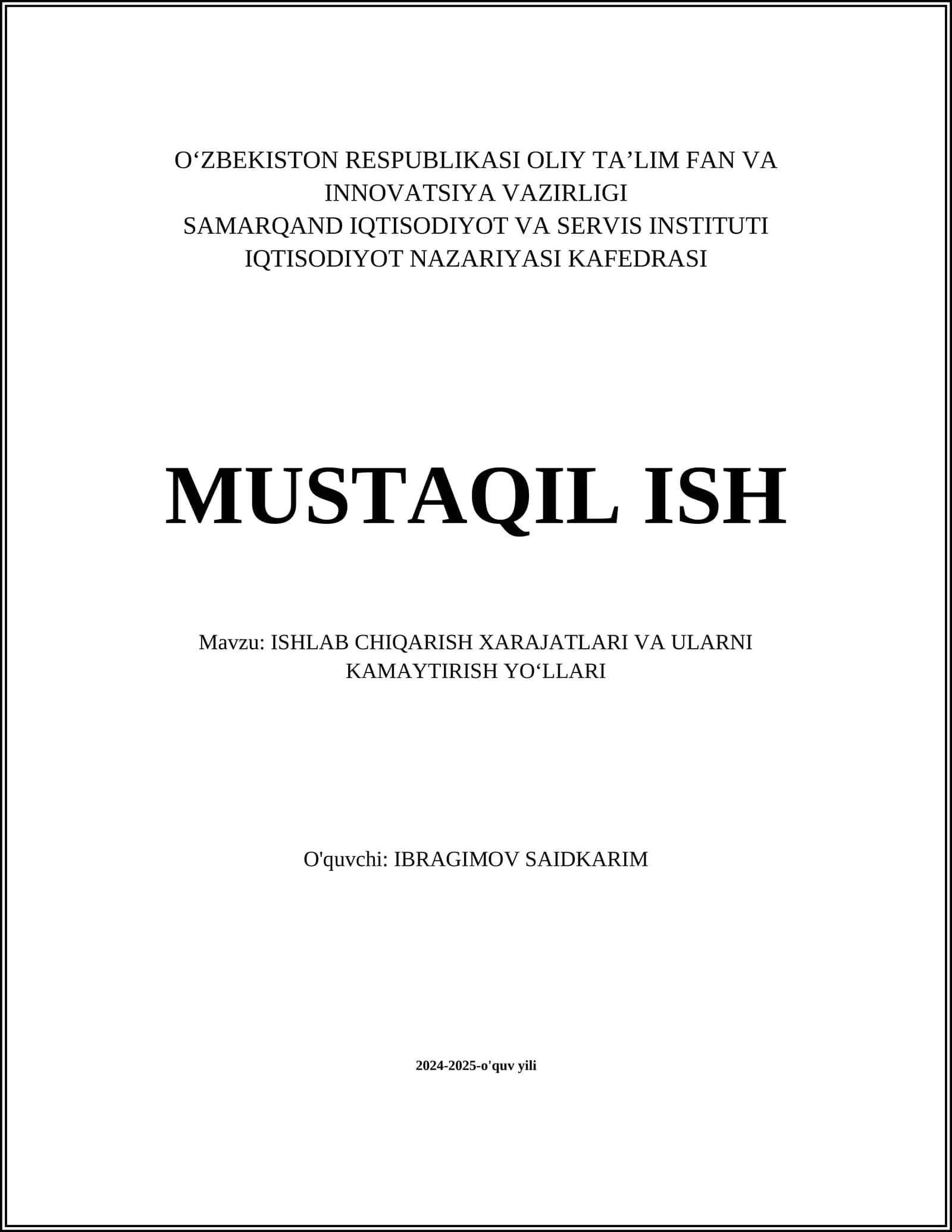 Ishlab chiqarishning samaradorligini oshirish yo‘llari 1