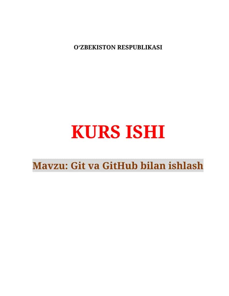 Git va GitHub bilan ishlash 1