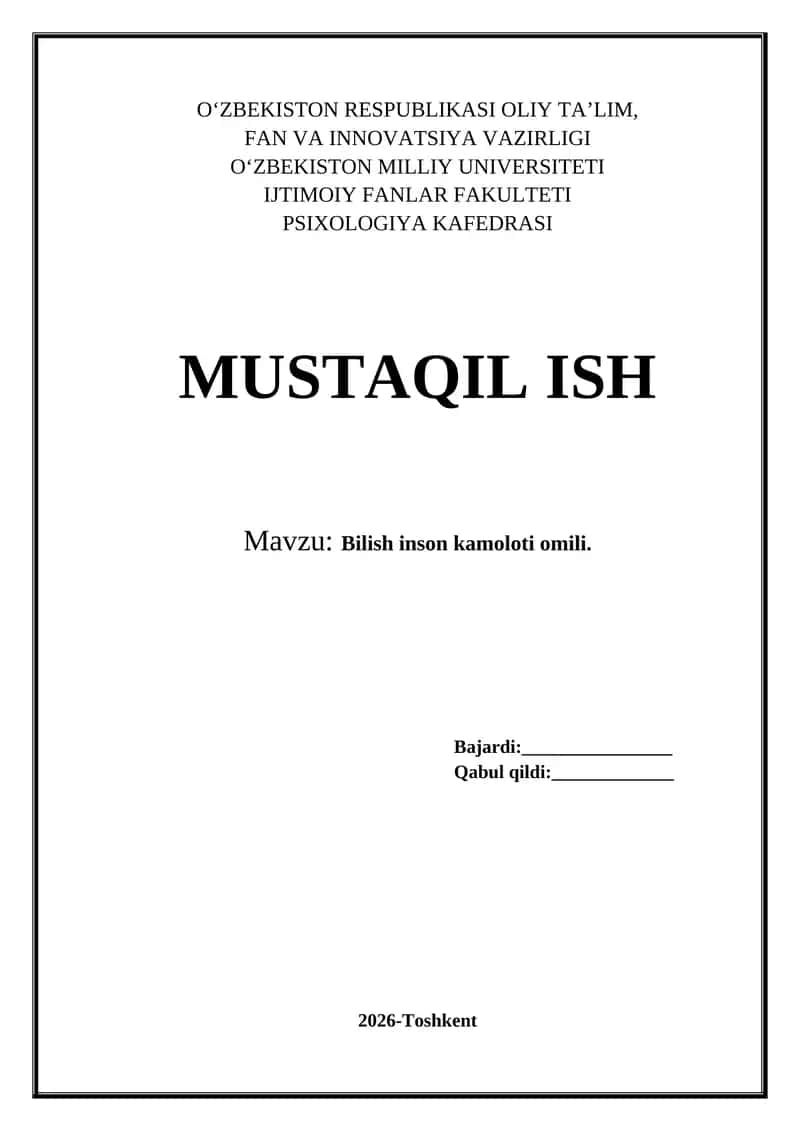 Bilish inson kamoloti omili 1