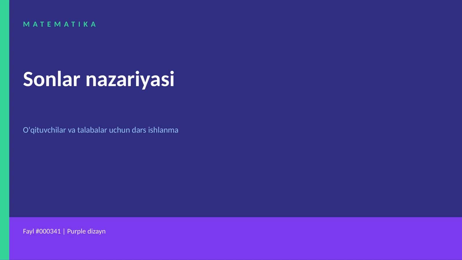 Matematika, Sonlar nazariyasi 1
