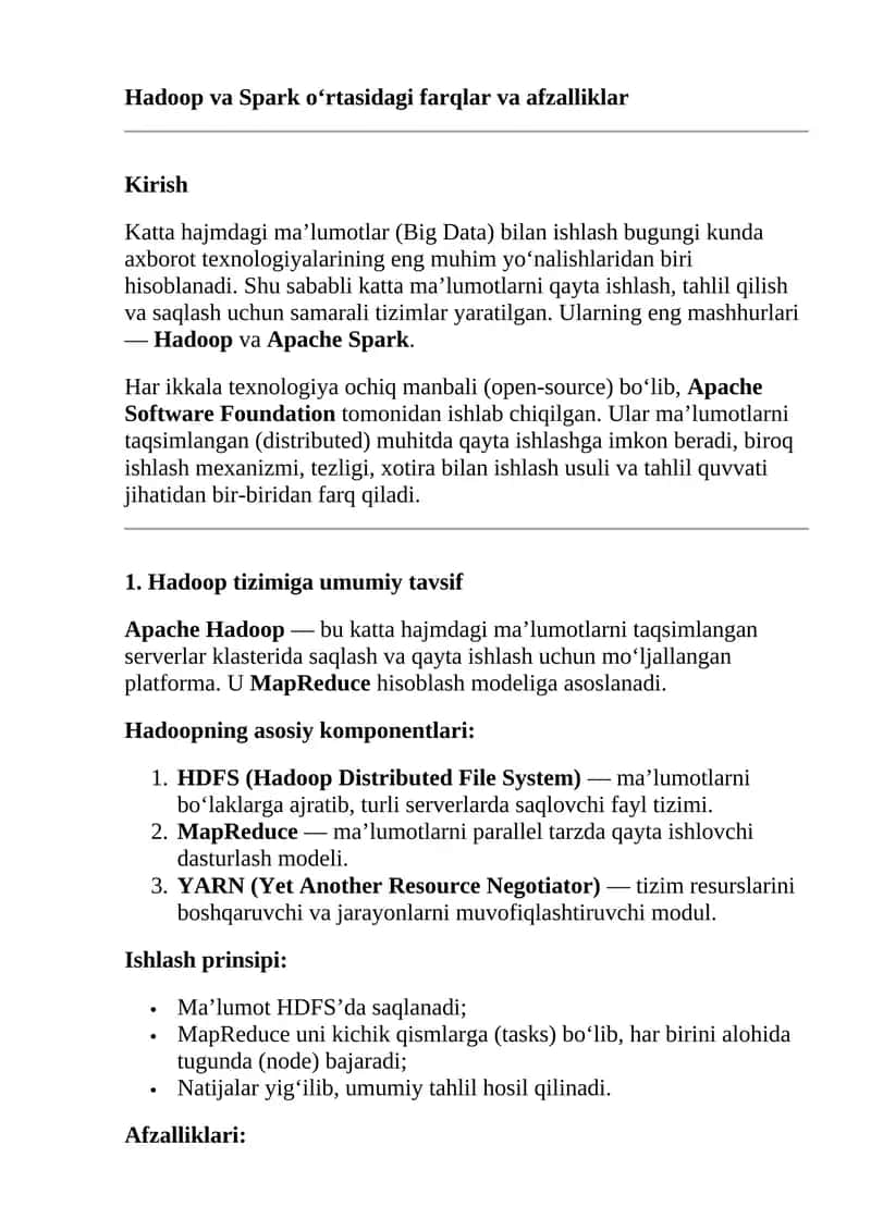 Hadoop va Spark 1