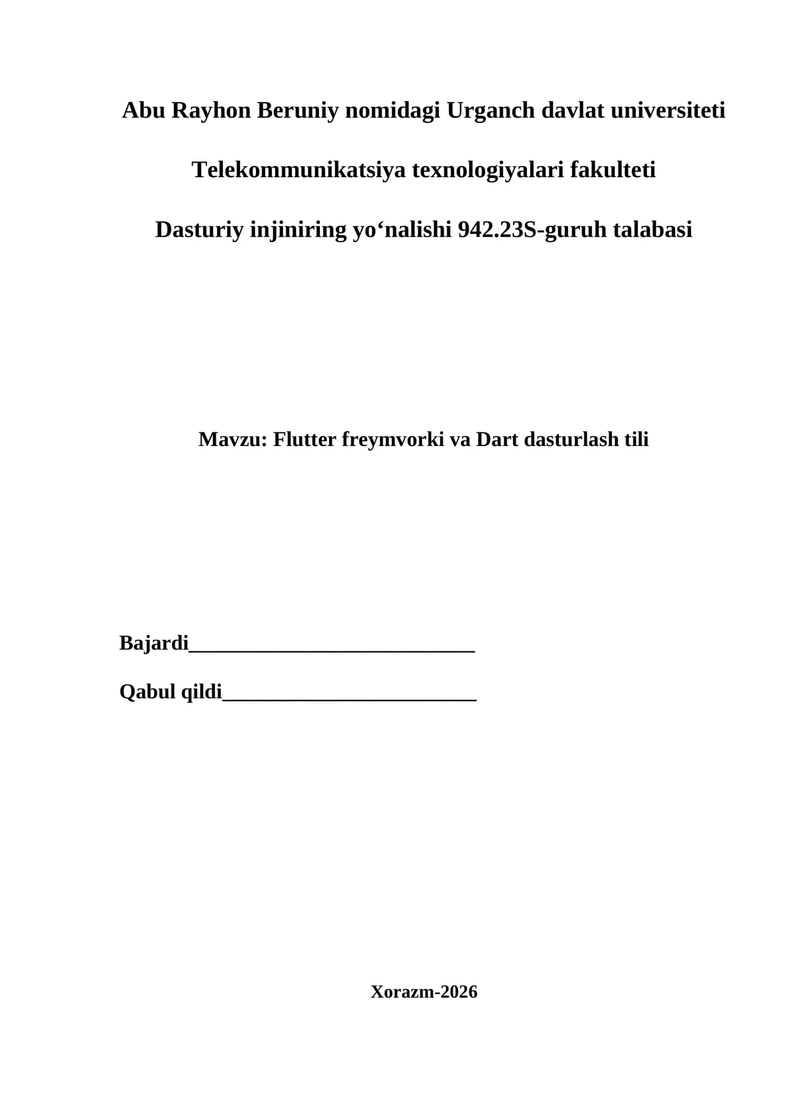 Flutter freymvorki va Dart dasturlash tili 1