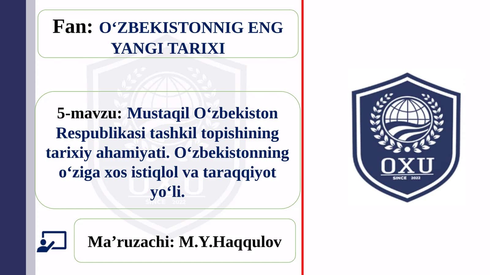 O‘ZBEKISTONNIG ENG YANGI TARIXI 1