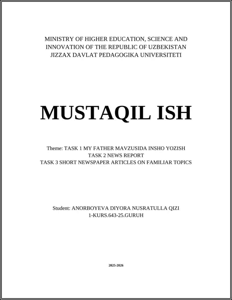 TASK 1 MY FATHER MAVZUSIDA INSHO YOZISH 1