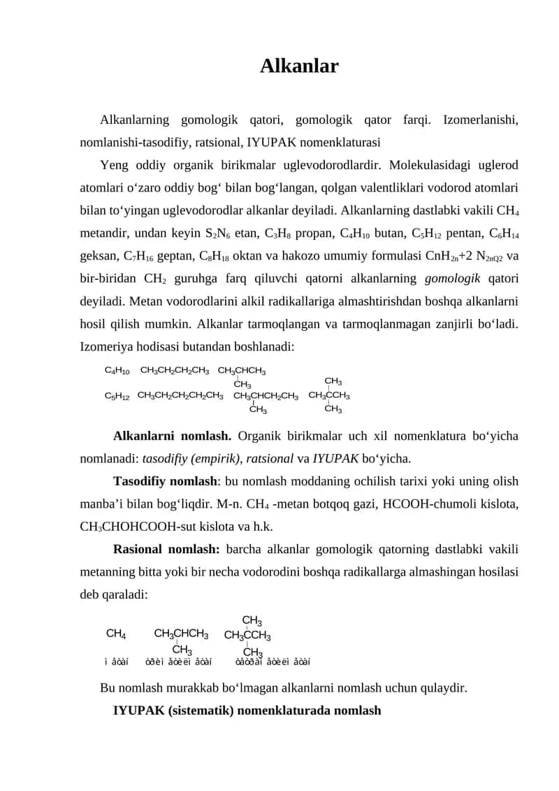 Alkanlar 1