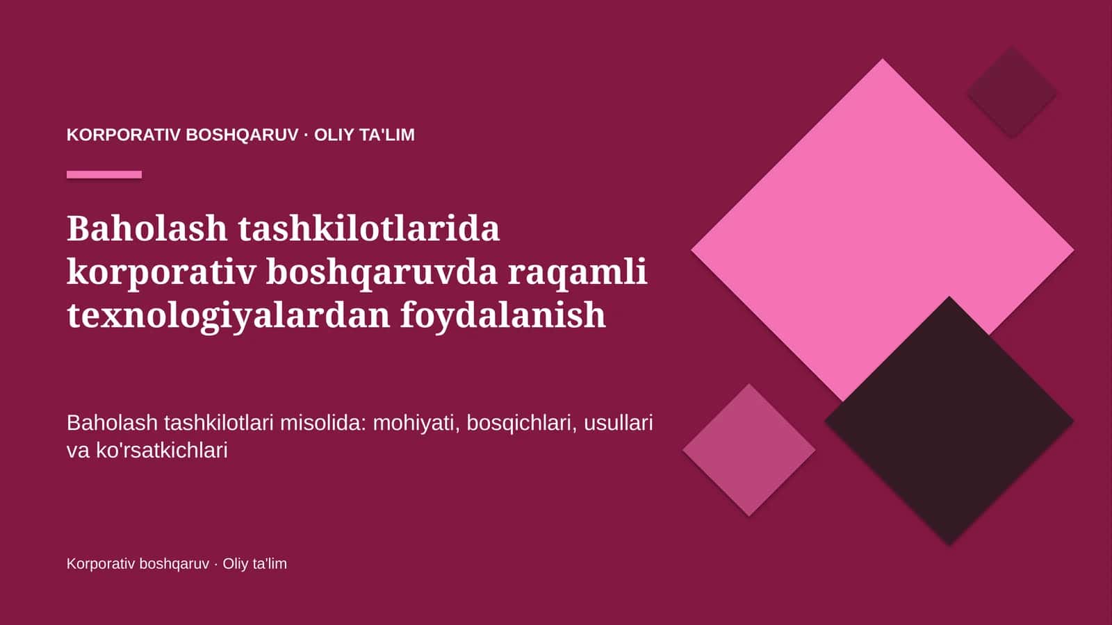 Korporativ boshqaruv · Oliy ta'lim 1