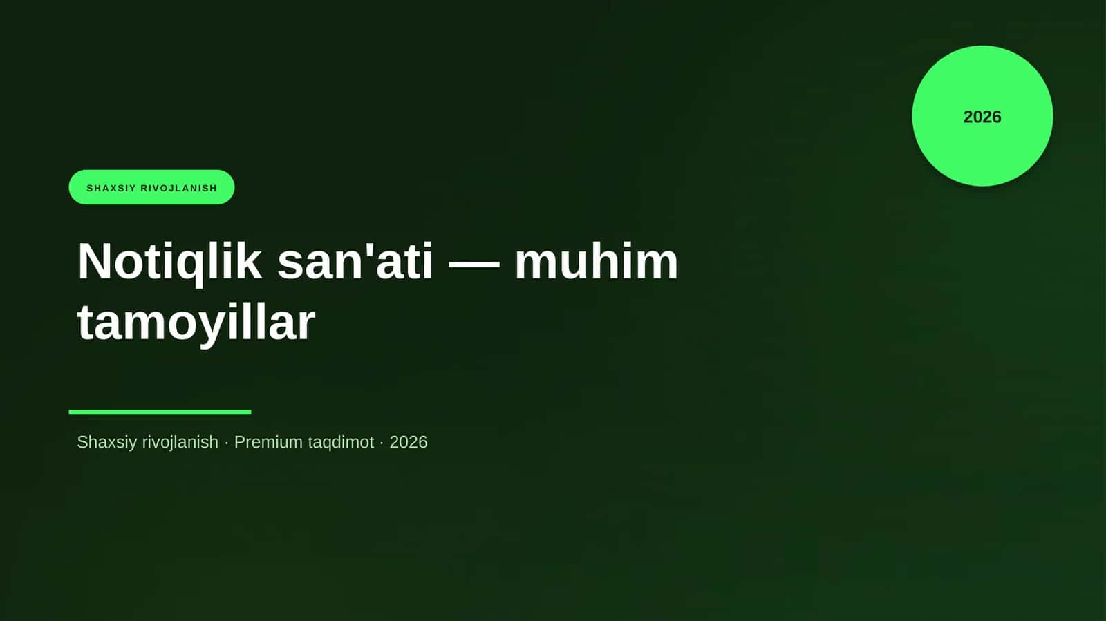 Notiqlik san'ati — muhim tamoyillar 1